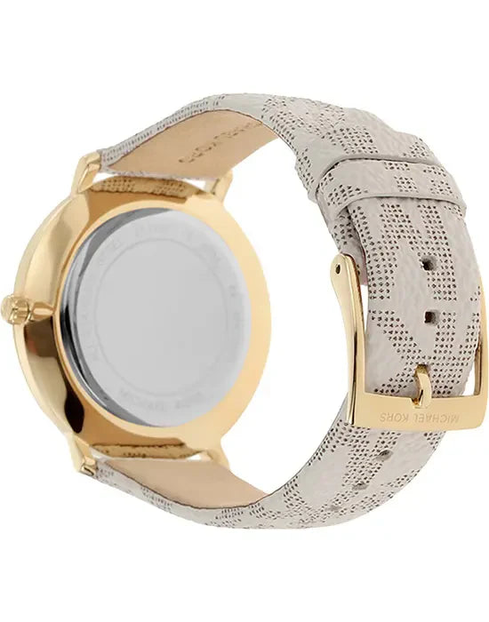 Michael Kors Pyper Quartz Silver Dial White Leather Strap Watch For Women - MK2858