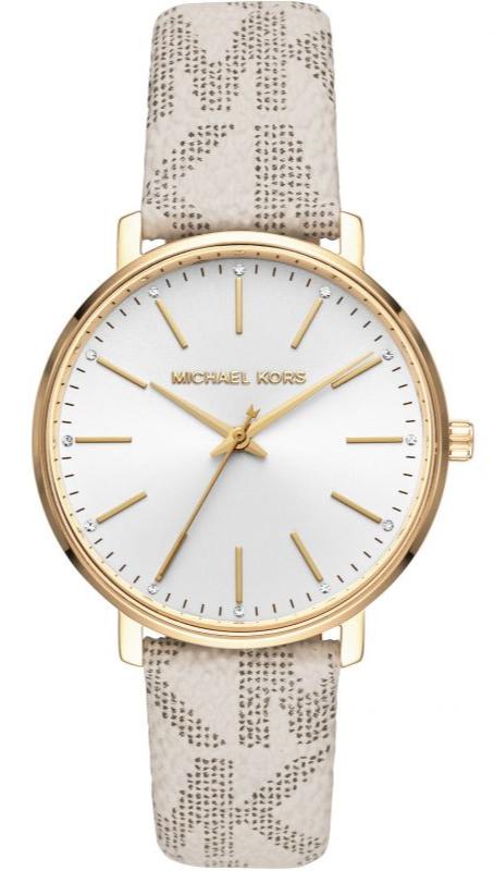 Michael Kors Pyper Quartz Silver Dial White Leather Strap Watch For Women - MK2858