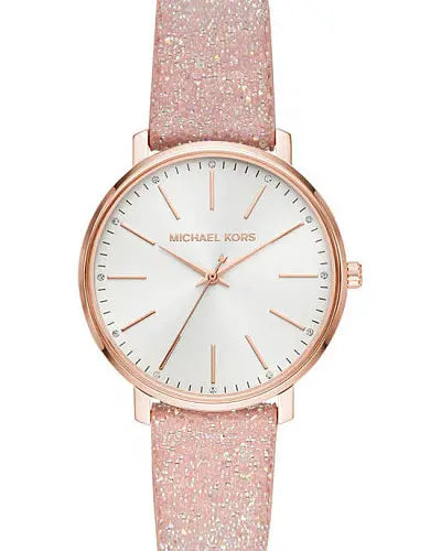 Michael Kors Pyper Quartz White Dial Pink Leather Strap Watch For Women - MK2859