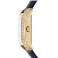 Michael Kors Emery Quartz Diamond Silver Dial Blue Leather Strap Watch For Women - MK2982