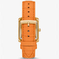 Michael Kors Emery Three Hand Rose Gold Dial Orange Leather Strap Watch For Women - MK2983