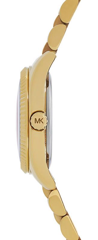 Michael Kors Lexington Quartz Orange Dial Gold Steel Strap Watch For Women - MK3284