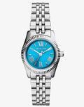 Michael Kors Lexington Quartz Blue Dial Silver Steel Strap Watch For Women - MK3328