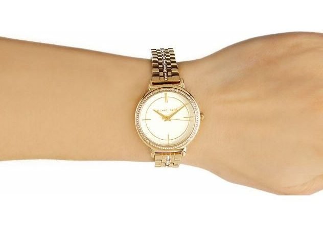 Michael Kors Cinthia Quartz Gold Dial Gold Steel Strap Watch For Women - MK3681