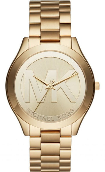 Michael Kors Slim Runway Analog Quartz Gold Dial Gold Steel Strap Watch For Women - MK3739