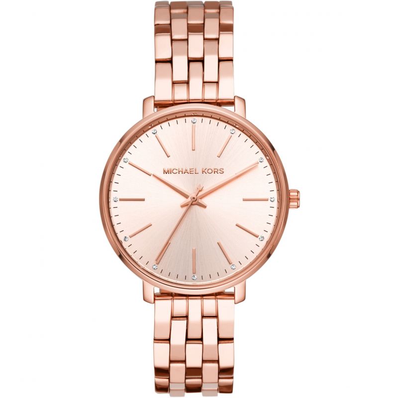 Michael Kors Pyper Three-Hand Rose Gold Dial Rose Gold Steel Strap Watch For Women - MK3897