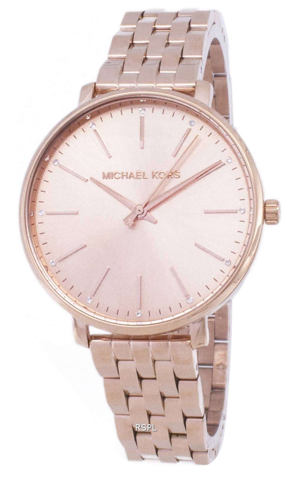 Michael Kors Pyper Three-Hand Rose Gold Dial Rose Gold Steel Strap Watch For Women - MK3897