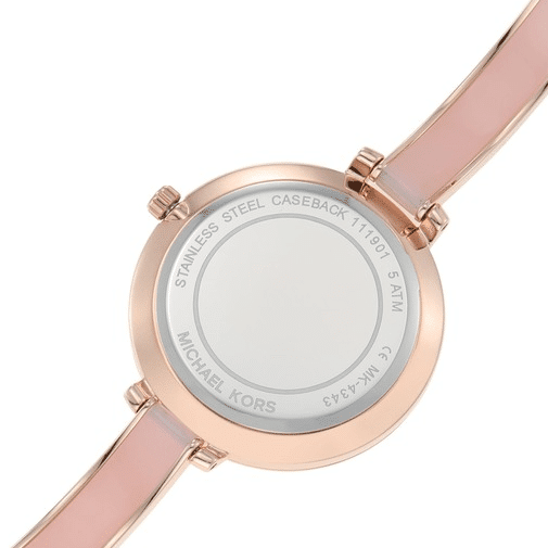 Michael Kors Jaryn Analog Gold Dial Pink Steel Strap Watch For Women - MK4343