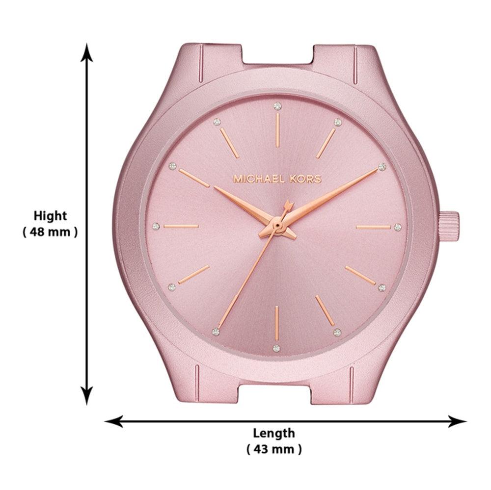 Michael Kors Slim Runway Pink Dial Pink Steel Strap Watch For Women - MK4456