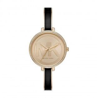 Michael Kors Jaryn Quartz Gold Dial Black Steel Strap Watch For Women - MK4544