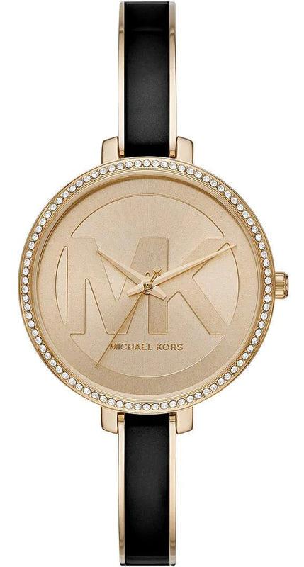 Michael Kors Jaryn Quartz Gold Dial Black Steel Strap Watch For Women - MK4544