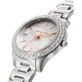 Michael Kors Liliane Three Hand Mother of Pearl White Dial Silver Steel Strap Watch For Women - MK4556