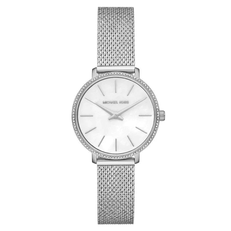 Michael Kors Pyper Quartz Mother of Pearl White Dial Silver Mesh Strap Watch For Women - MK4618