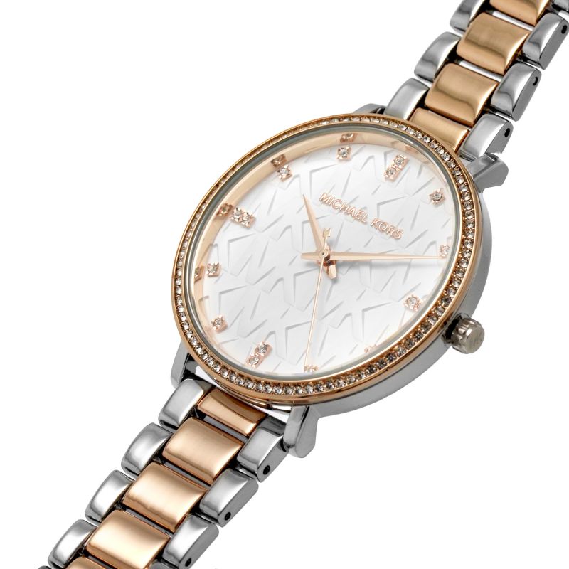 Michael Kors Pyper Quartz White Dial Two Tone Steel Strap Watch For Women - MK4667