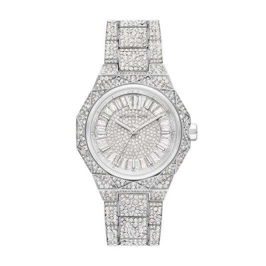 Michael Kors Raquel Three Hand Crystals Silver Dial Silver Steel Strap Watch For Women - MK4691