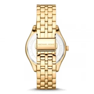 Michael Kors Harlowe Three-Hand Quartz Gold Dial Gold Steel Strap Watch For Women - MK4709