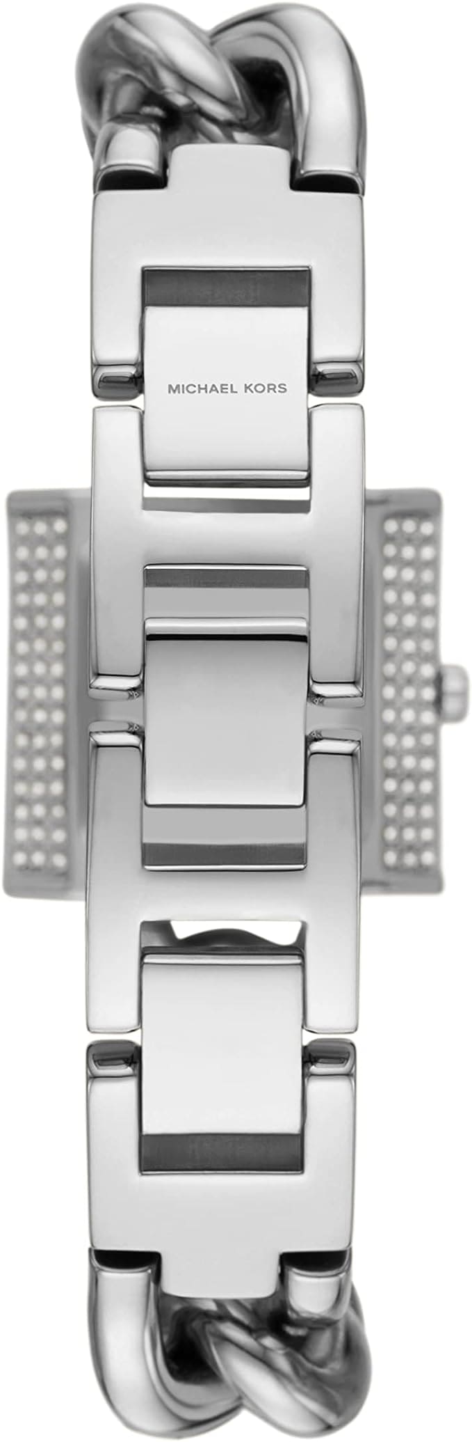 Michael Kors Chain Lock Pave Silver Dial Silver Steel Strap Watch For Women - MK4718