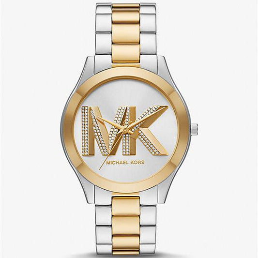 Michael Kors Slim Runway Three Hand Silver Dial Two Tone Steel Strap Watch For Women - MK4735