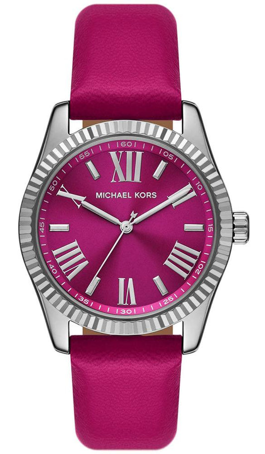 Michael Kors Lexington Quartz Fuchsia Dial Fuchsia Leather Strap Watch For Women - MK4749