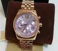 Michael Kors Lexington Purple Dial Rose Gold Steel Strap Watch For Women - MK6207