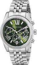 Michael Kors Lexington Quartz Green Dial Silver Steel Strap Watch For Women - MK6222