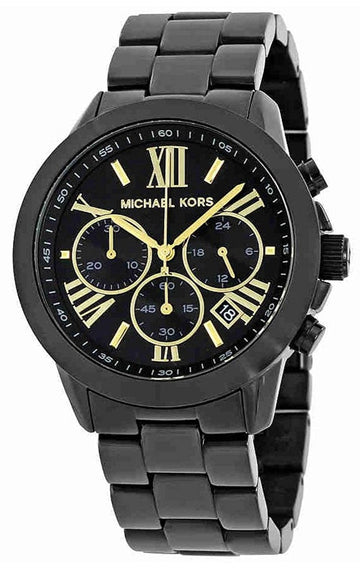 Michael Kors Brecken Chronograph Black Dial Black Steel Strap Unisex Watch - MK6302