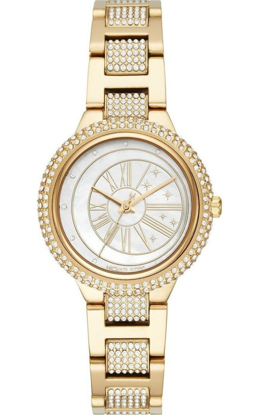 Michael Kors Taryn Mother of Pearl Dial Gold Steel Strap Watch For Women - MK6567