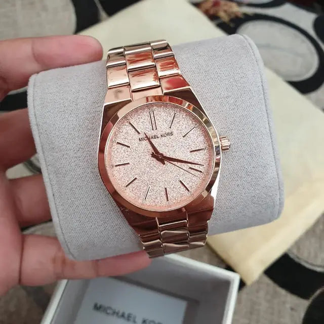 Michael Kors Channing Quartz Rose Gold Dial Rose Gold Steel Strap Watch For Women - MK6624