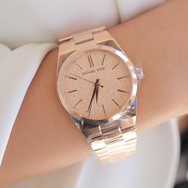 Michael Kors Channing Quartz Rose Gold Dial Rose Gold Steel Strap Watch For Women - MK6624