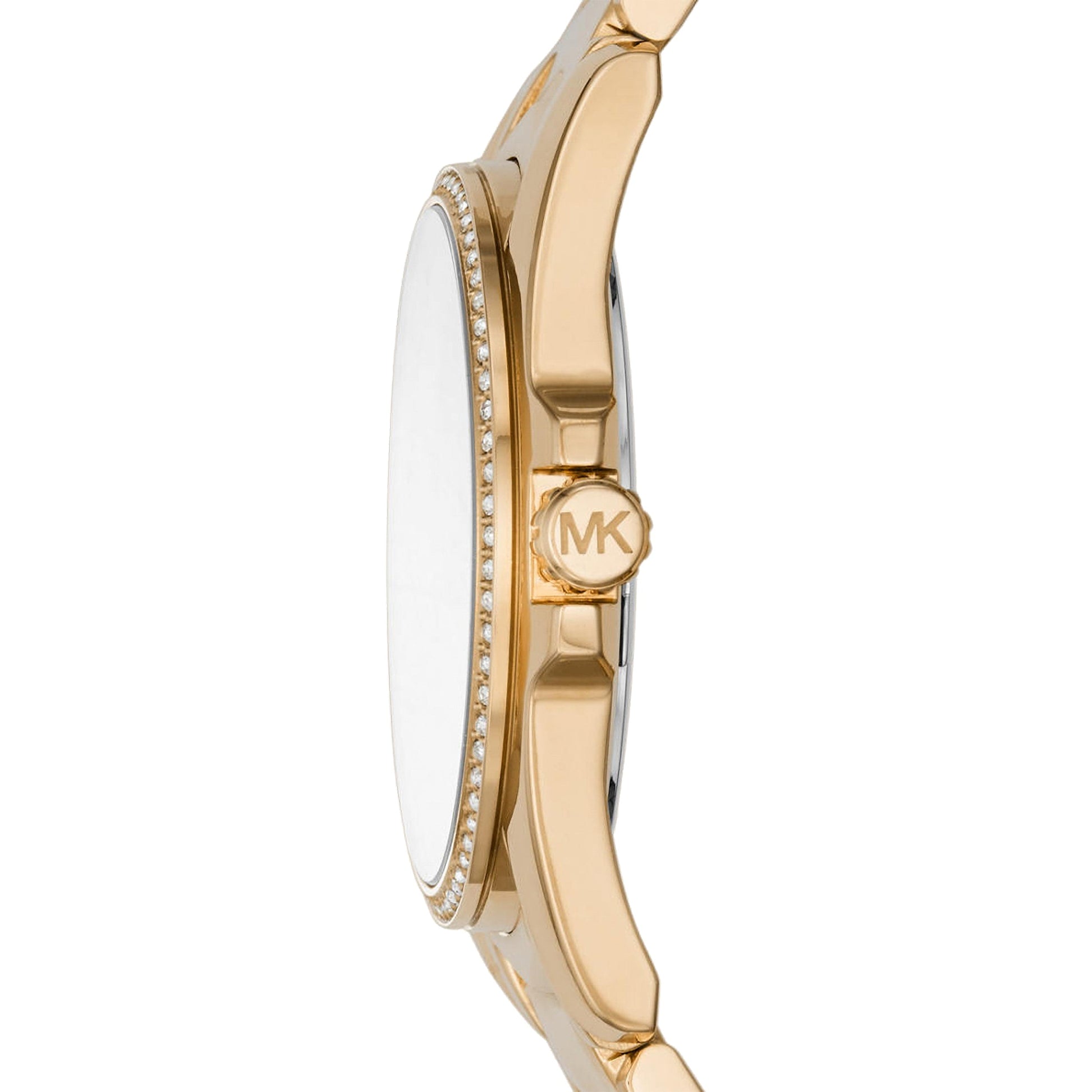 Michael Kors Whitney Three-Hand White Dial Gold Steel Strap Watch For Women - MK6693