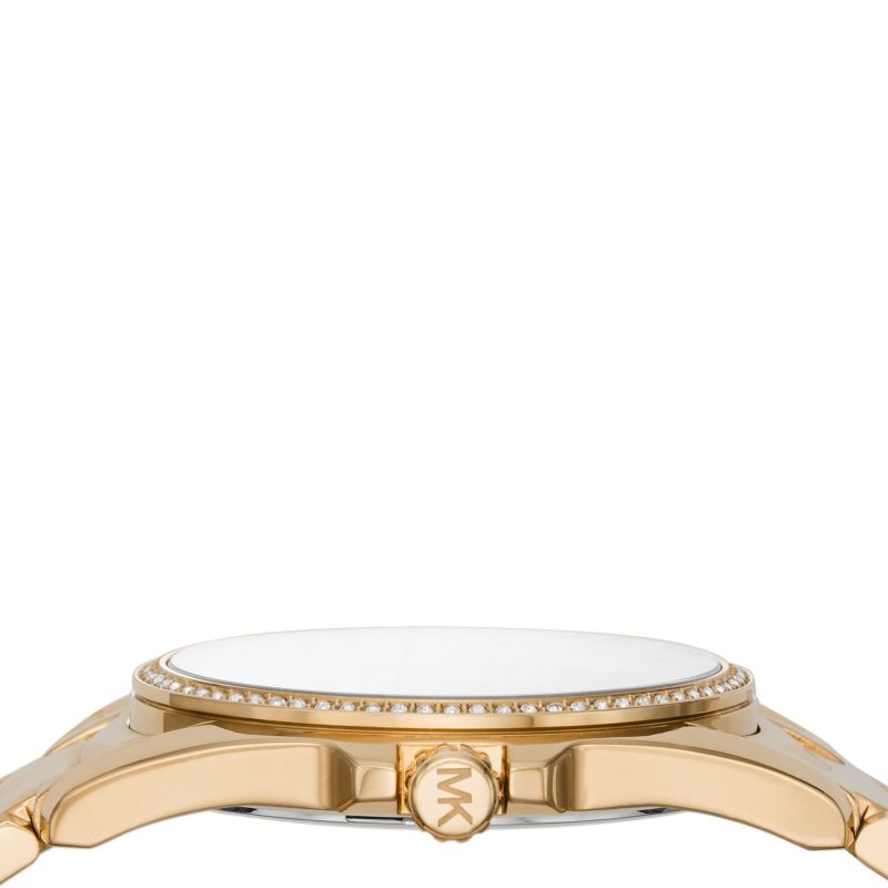 Michael Kors Whitney Three-Hand White Dial Gold Steel Strap Watch For Women - MK6693