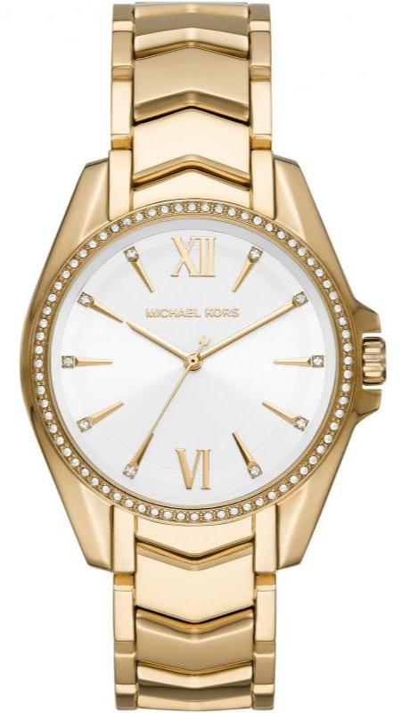 Michael Kors Whitney Three-Hand White Dial Gold Steel Strap Watch For Women - MK6693