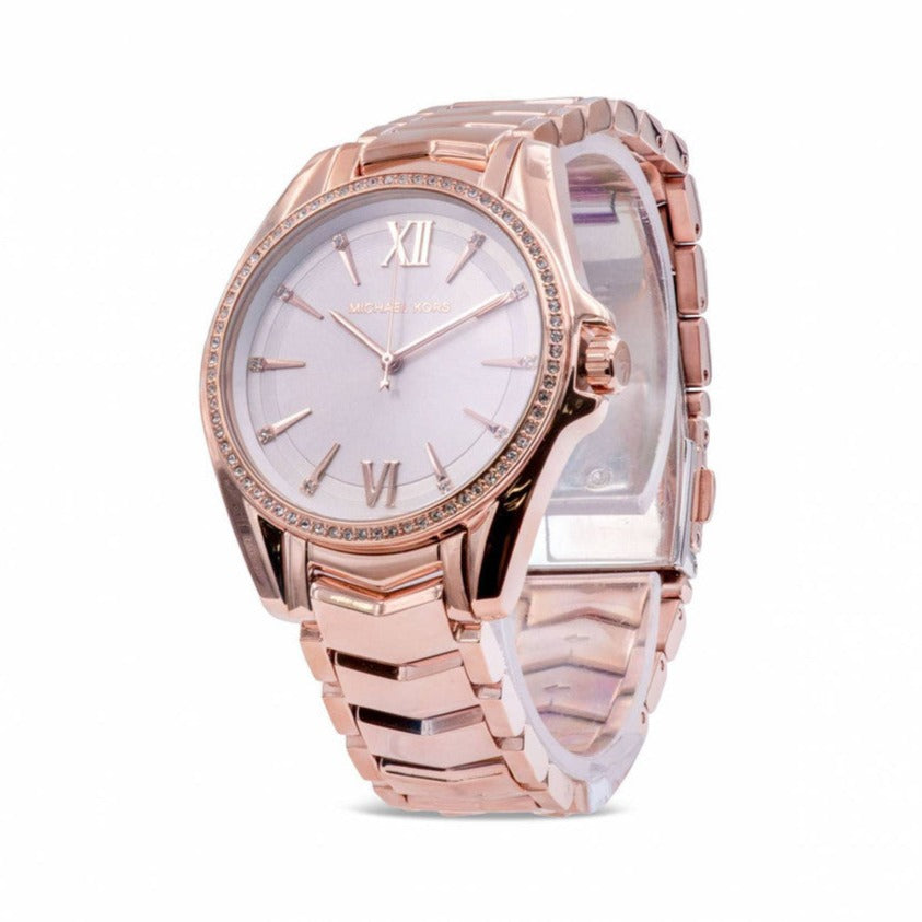 Michael Kors Whitney Quartz White Dial Rose Gold Steel Strap Watch For Women - MK6694