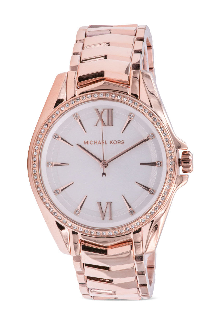 Michael Kors Whitney Quartz White Dial Rose Gold Steel Strap Watch For Women - MK6694