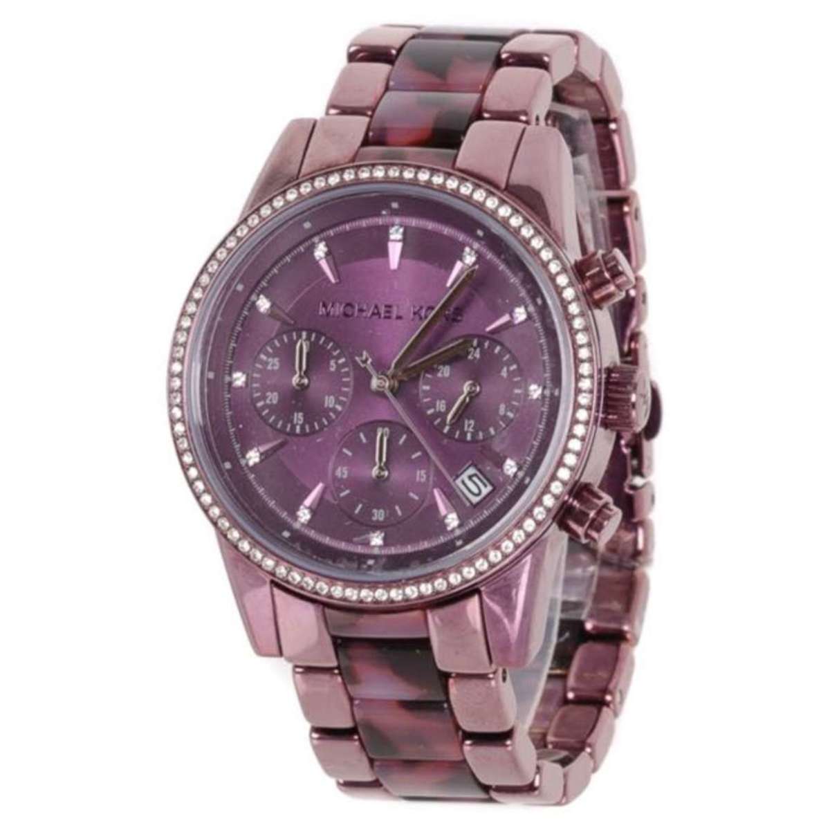 Michael Kors Ritz Chronograph Purple Dial Purple Steel Strap Watch For Women - MK6720