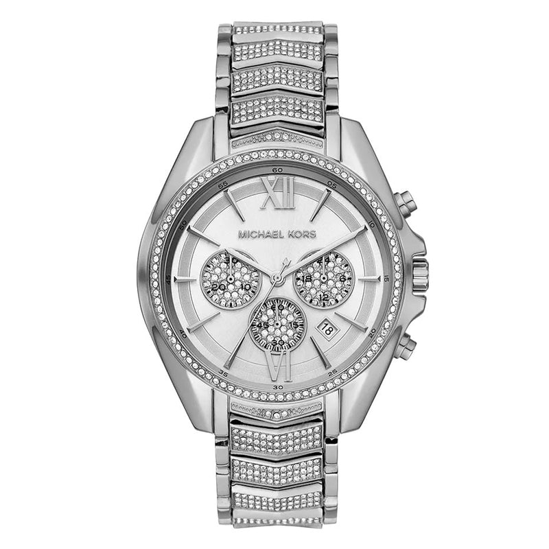 Michael Kors Whitney Chronograph Crystals Silver Dial Silver Steel Strap Watch For Women - MK6728