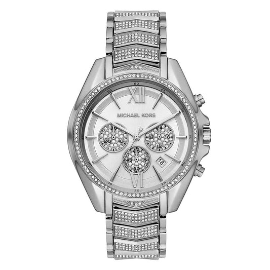 Michael Kors Whitney Chronograph Crystals Silver Dial Silver Steel Strap Watch For Women - MK6728