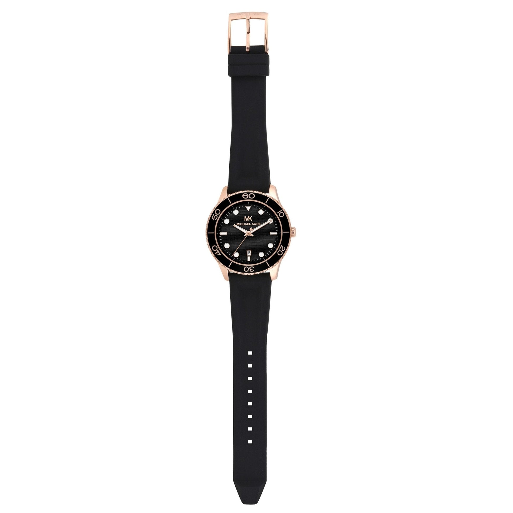 Michael Kors Runway Quartz Black Dial Black Silicone Strap Watch For Women - MK6852