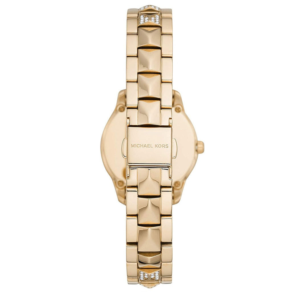 Michael Kors Runway Mercer Analog Brown Dial Gold Steel Strap Watch For Women - MK6855