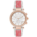 Michael Kors Parker Chronograph White Dial Two Tone Leather Strap Watch For Women - MK6951