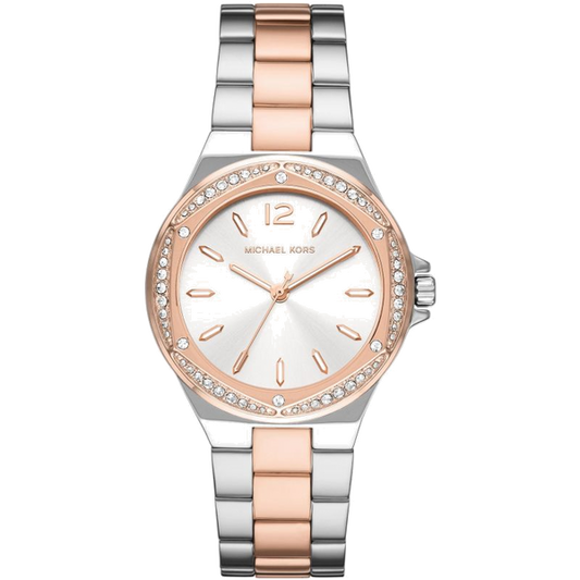 Michael Kors Lennox Three Hand Quartz Silver Dial Two Tone Steel Strap Watch For Women - MK6989