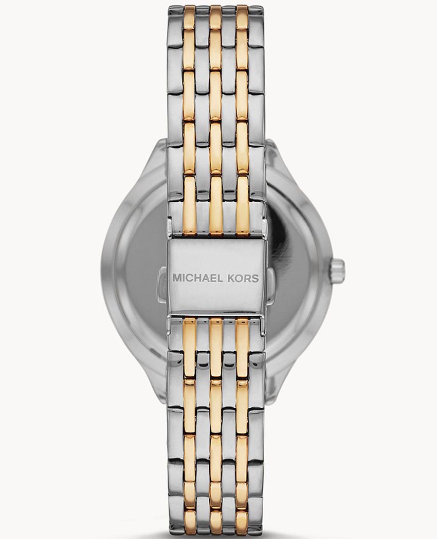 Michael Kors Mindy Three Hand White Dial Two Tone Steel Strap Watch For Women - MK7084