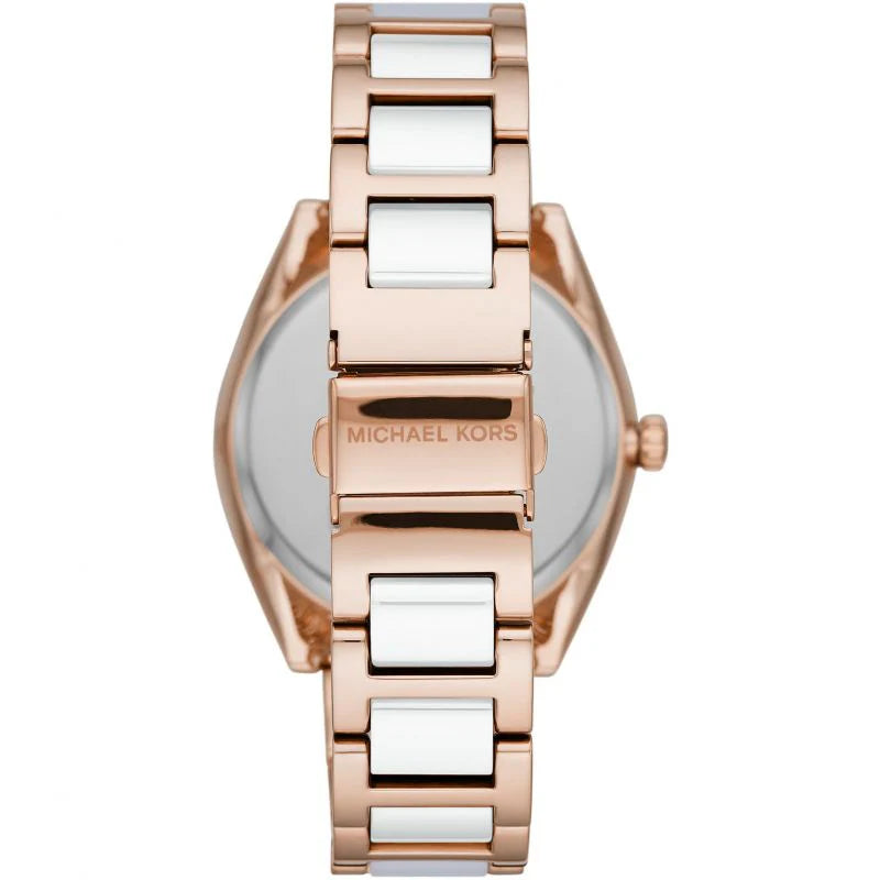 Michael Kors Janelle Three Hand Rose Gold Dial Two Tone Steel Strap Watch For Women - MK7134