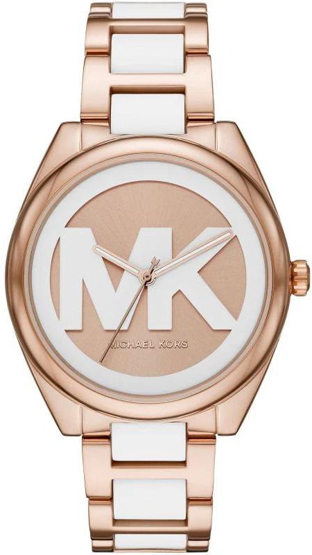 Michael Kors Janelle Three Hand Rose Gold Dial Two Tone Steel Strap Watch For Women - MK7134