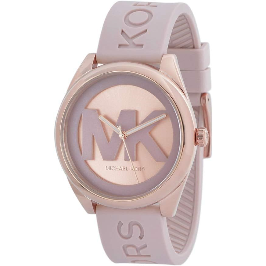 Michael Kors Janelle Three Hand Rose Gold Dial Pink Rubber Strap Watch For Women - MK7139