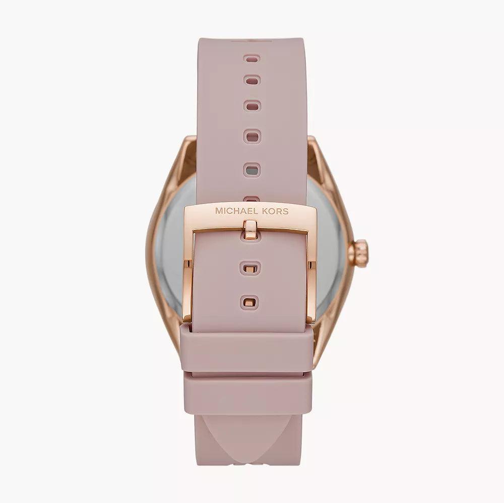 Michael Kors Janelle Three Hand Rose Gold Dial Pink Rubber Strap Watch For Women - MK7139