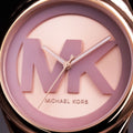 Michael Kors Janelle Three Hand Rose Gold Dial Pink Rubber Strap Watch For Women - MK7139