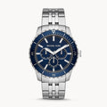 Michael Kors Cunningham Multifunction Blue Dial Silver Steel Strap Watch For Men - MK7153