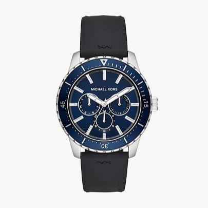 Michael Kors Cunningham Multifunction Blue Dial Black Rubber Strap Watch For Men - MK7160