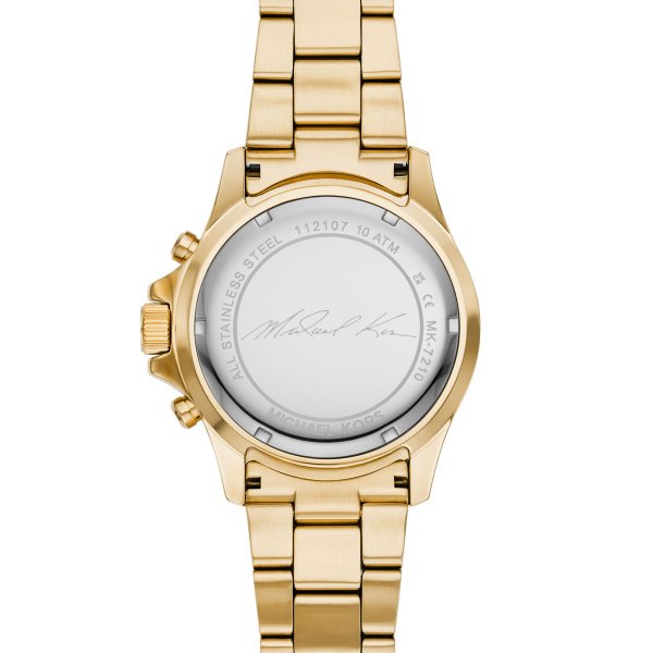 Michael Kors Everest Chronograph Gold Dial Gold Steel Strap Watch For Women - MK7210